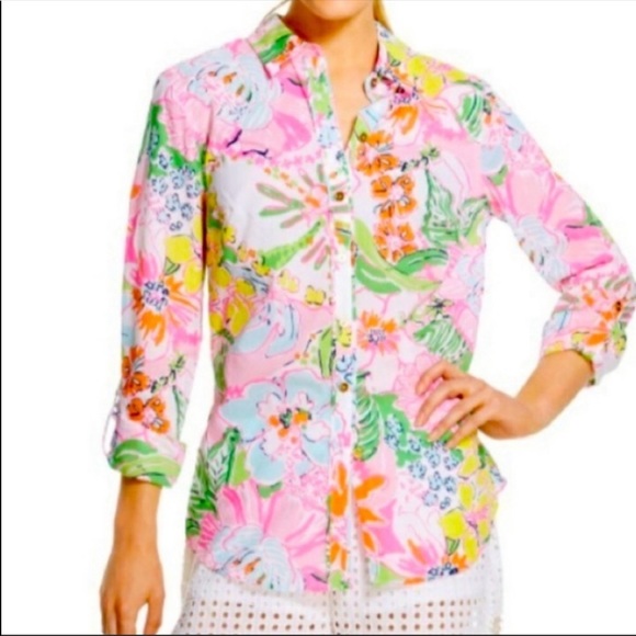 Lilly Pulitzer Nosey Posey Button-Up Blouse - Picture 3 of 7